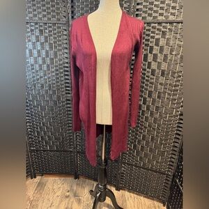 Stitchfix Love Ellie Women's Burgundy Open Front Sweater